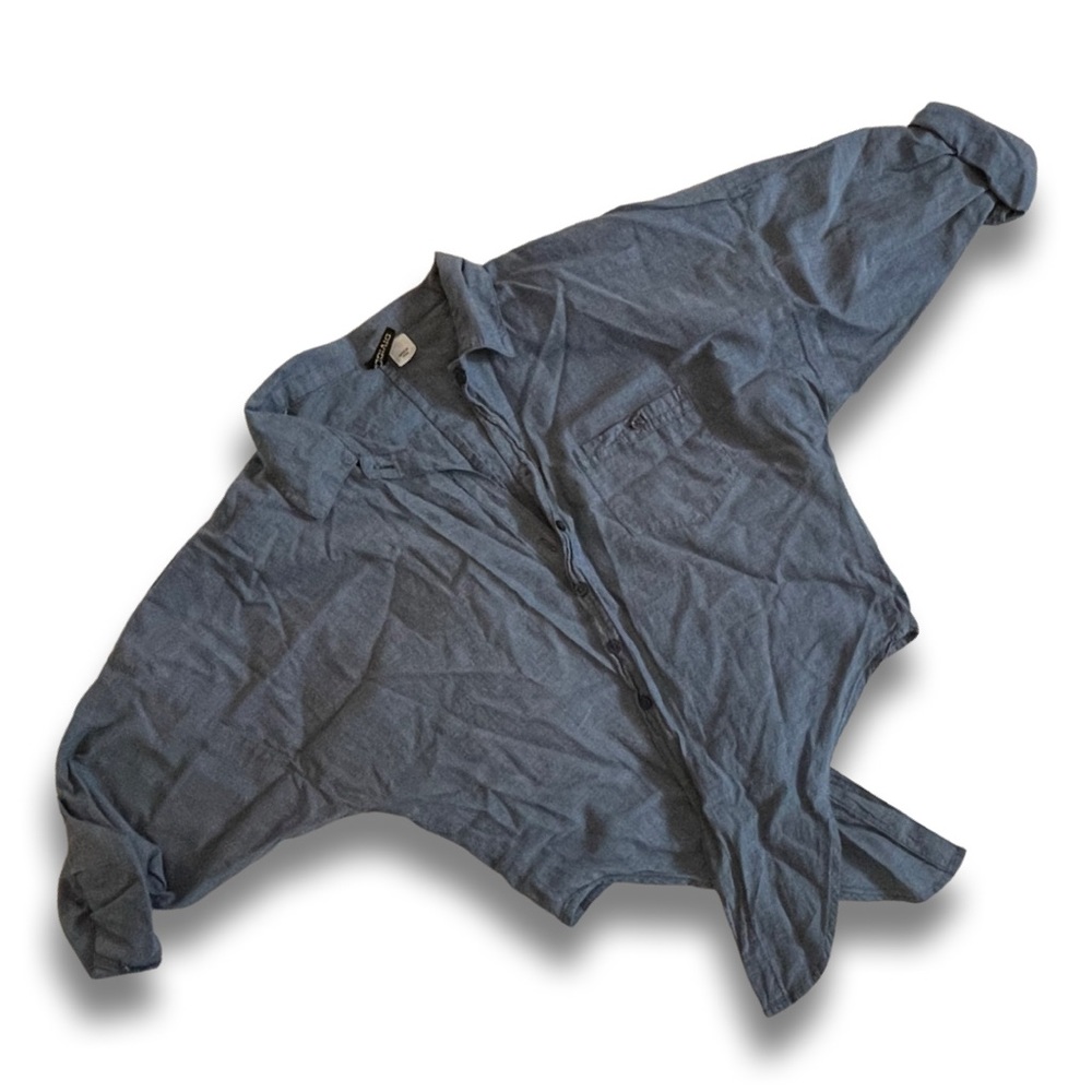 Blue Button-Up Women's Top - Picture 7 of 9